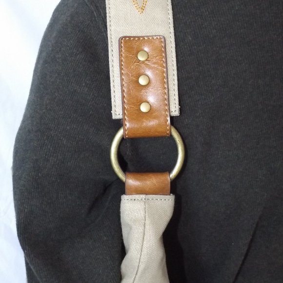 Rampage Fifty-Five Bag, Tan Canvas Tote with Embroidery, Like New! - Picture 9 of 13